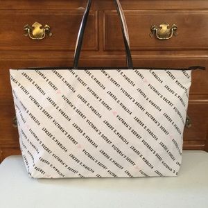 ▫️VS White with Black Logo & Pink Hearts Tote Bag